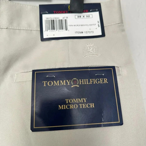 Tommy Hilfiger Mens Micro Tech Men Chino Pant 38x32 Cream Microfiber Preppy NEW - Picture 3 of 11